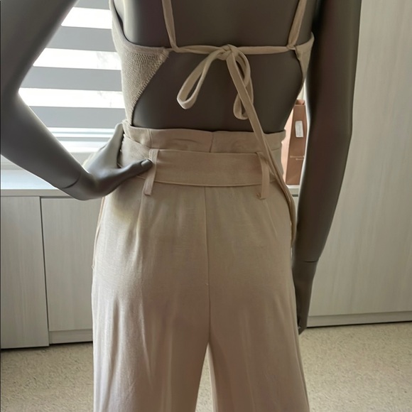 Zara Cream Wide Leg Jumpsuit with Paper-Bag Waist - Picture 7 of 12